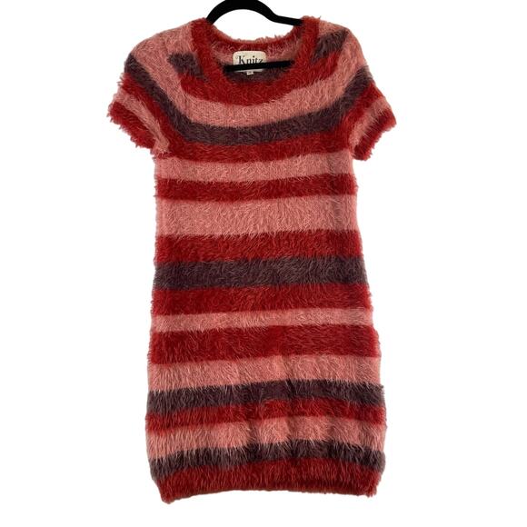 Knitz For Love & Lemons Revolve Fleetwood Sweater Dress in Burgundy Stripe SZ M - Picture 3 of 10